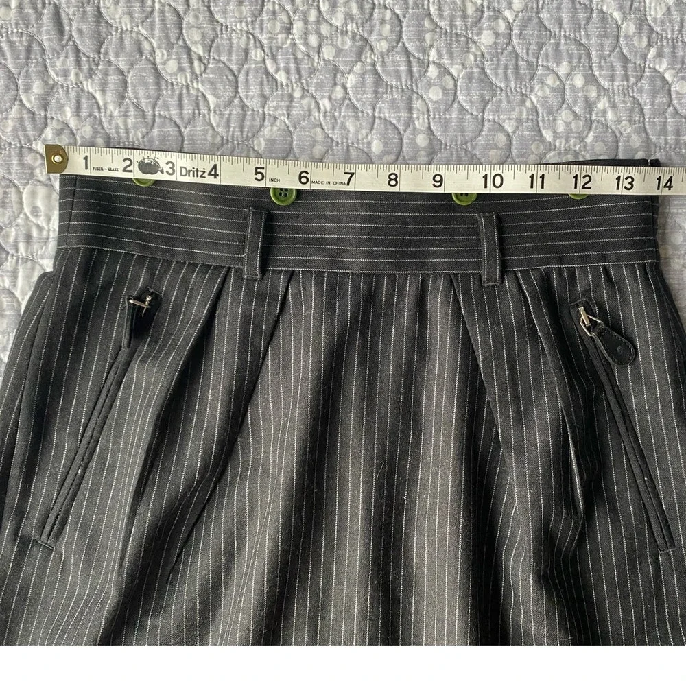 Paul Smith Wool Black Lined Pinstripe Skirt Pockets Buttons Size 42 (US 4/6)